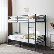 VINGLI Metal Bunk Bed Single Loft Bed Frame with Ladder and Safety Guardrail