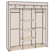 VINGLI Canvas Wardrobe Fabric Wardrobe Organiser with 2 Clothes Rails