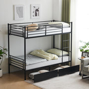 VINGLI Metal Bunk Bed Single Loft Bed Frame with Ladder and Safety Guardrail