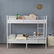 VINGLI Metal Bunk Bed Single Loft Bed Frame with Ladder and Safety Guardrail