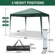 VINGLI Pop Up Gazebo 3x3m Outdoor Gazebo Folding Garden Gazebo Party Tent