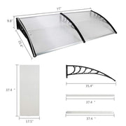 VINGLI 79x 40" Door Canopy Outdoor Awning Rain Shelter Plastic Polycarbonate