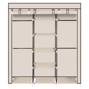 VINGLI Canvas Wardrobe Fabric Wardrobe Organiser with 2 Clothes Rails