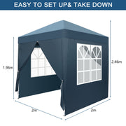 VINGLI Pop Up Gazebo 2x2m Gazebo with Sides Folding Garden Gazebo Party Tent