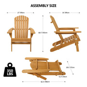 VINGLI Adirondack Chair Wooden Outdoor Chairs Folding Chair