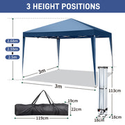 VINGLI 3x3m Pop Up Gazebo Gazebo with Sides Outdoor Canopy Folding Garden Gazebo Party Tent