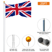 VINGLI Upgraded 25FT Sectional Aluminum Flagpole  United Kingdom Flag