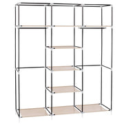 VINGLI Canvas Wardrobe Fabric Wardrobe Organiser with 2 Clothes Rails