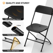 VINGLI Portable Plastic Folding Chair 350lb Stackable Seat with Steel Frame