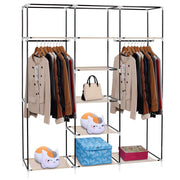 VINGLI Canvas Wardrobe Fabric Wardrobe Organiser with 2 Clothes Rails