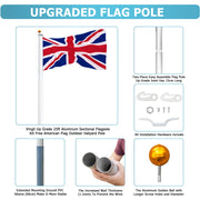 VINGLI Upgraded 25FT Sectional Aluminum Flagpole  United Kingdom Flag