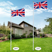 VINGLI Upgraded 25FT Sectional Aluminum Flagpole  United Kingdom Flag